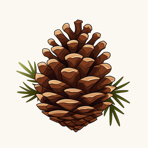 Minimalist style pinecone clipart on white background