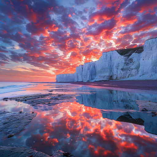 White Cliffs of Dover reflecting colors of a stunning sunrise