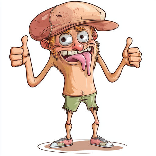 Humorous caricature of a cap with human characteristics