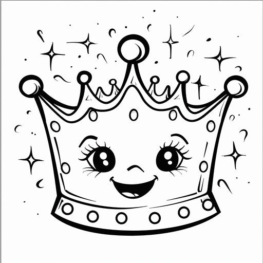 Cheerful crown with smiling face and sparkles around