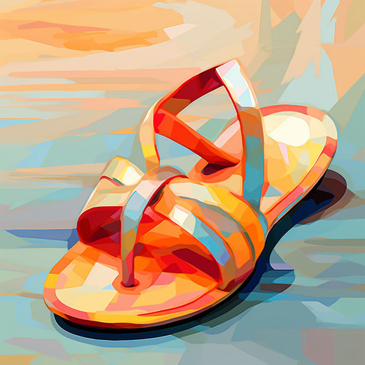 Flip flop clipart in the style of Impressionistic Art