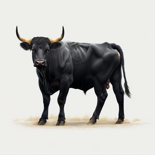 Realistic bull clipart with flat white background