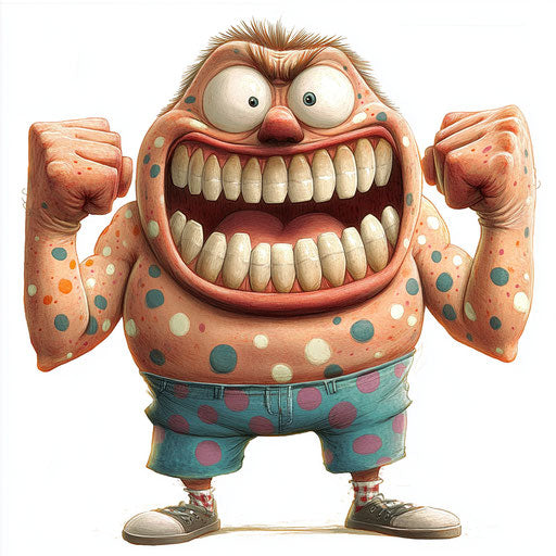 Humorous caricature of a weight clipart with human characteristics