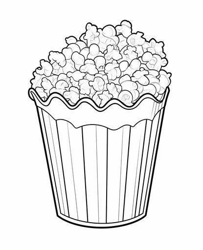 Popcorn coloring pages, in captivating expressionistic style