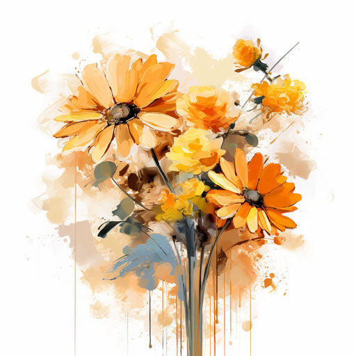 Flower clipart in the style of oil painting
