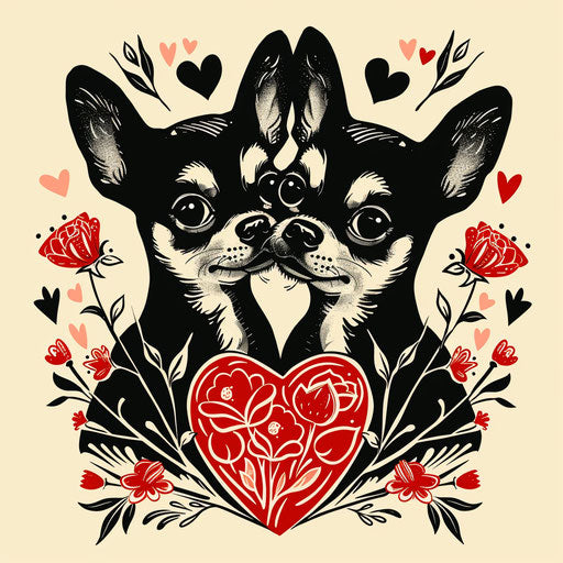 Flat tattoo sketch for a romantic dog outline tattoo