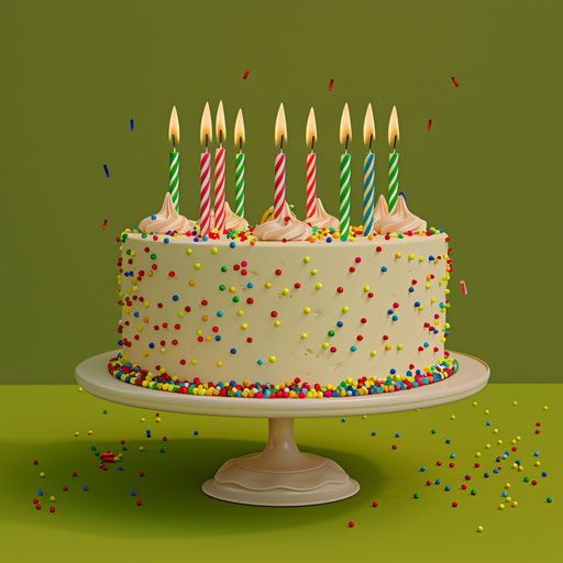 Birthday clipart in PNG on flat chartreuse background