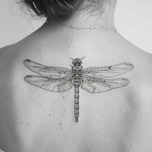 Dragonfly tattoo outline, Maria Sibylla Merian style