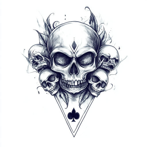 Mafia tattoo with ace of spades and skulls