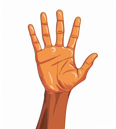 Brown open hand palm on white background