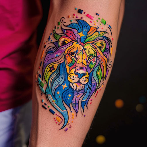 Dynamic sketch of the Leo constellation in a vibrant, flat style