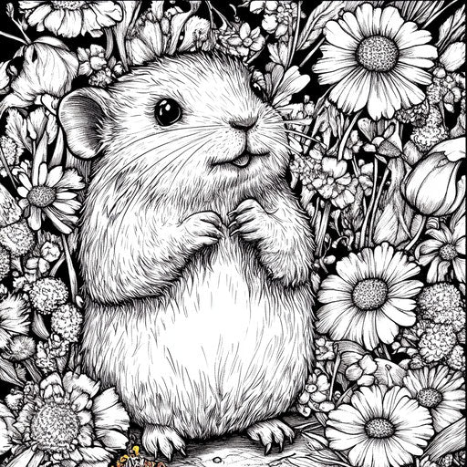 Hamster at a whimsical animal party with playful details