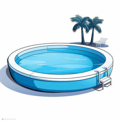 Swimming pool illustration in Chiaroscuro Art style, white background