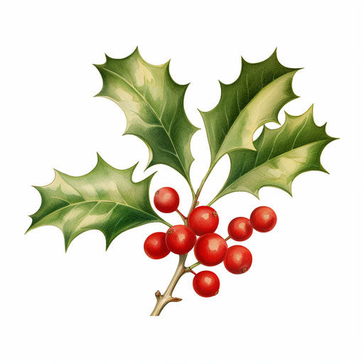 Minimalist holly illustration on white background