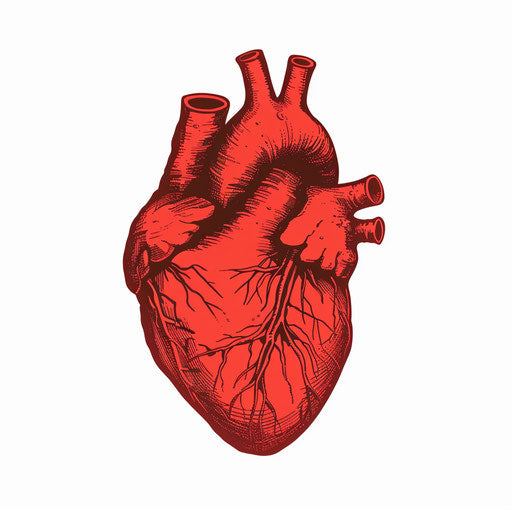 Red rooster on white background, cartoon style, vague anatomy