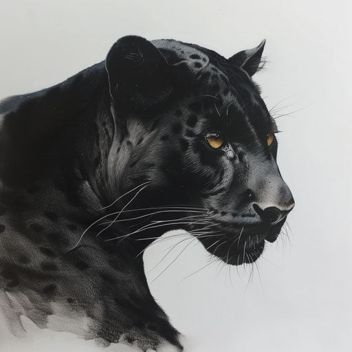 Hyper-realistic panther tattoo design on smooth white canvas