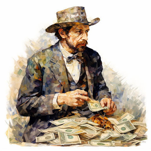 Clip art money in the style of Oil painting on white background