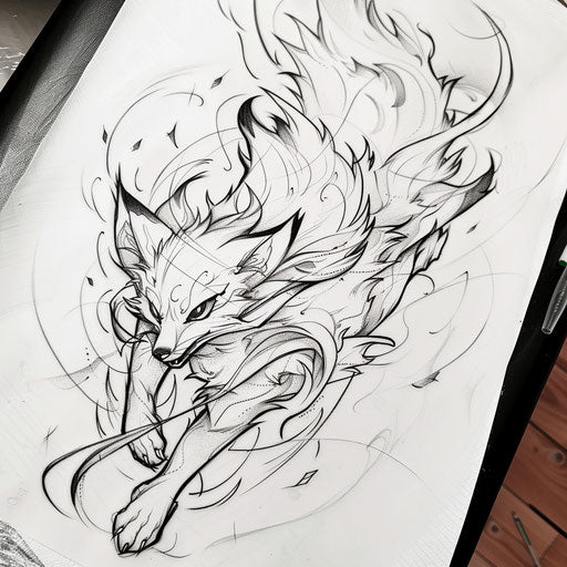 Dynamic sketch of a fox in a bold pose