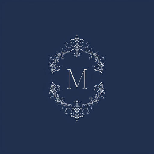 Classic monogram logo for a clothing brand on navy blue background