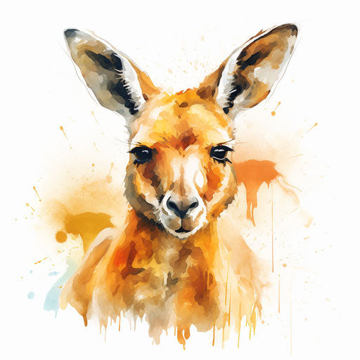 Kangaroo clipart in the style of Oil painting, on a white background