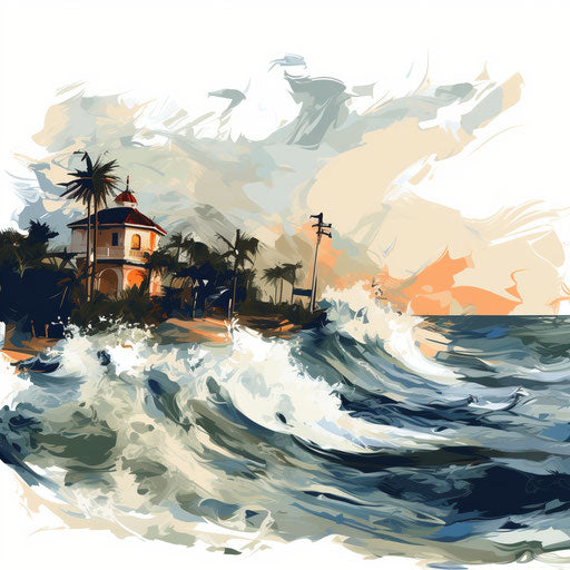 Hurricane clipart in the style of Impressionistic Art, on a white background