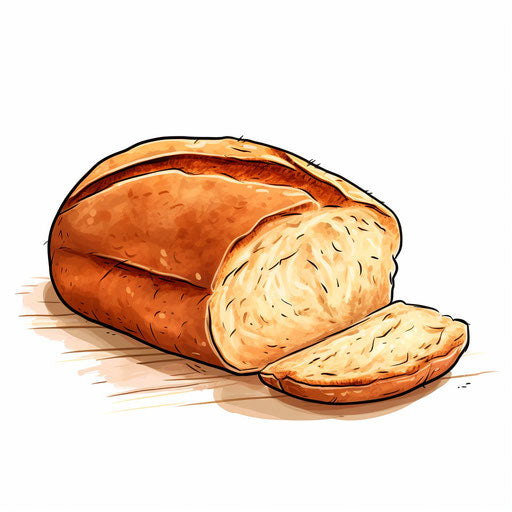 Minimalist bread illustration, on white background