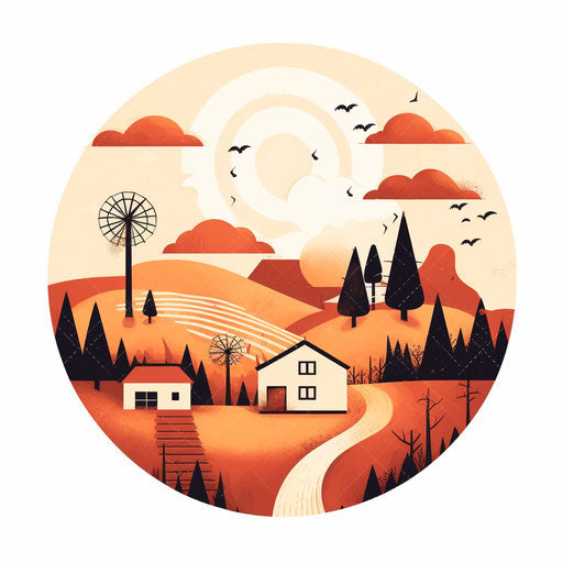 Minimalist Landscape Illustration on White Background