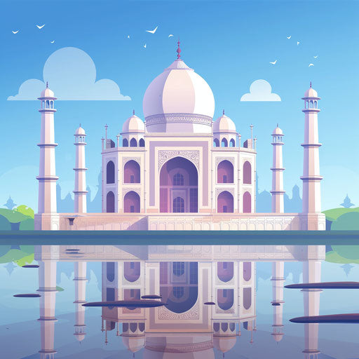 Taj Mahal clipart with flat random background and subtle shading