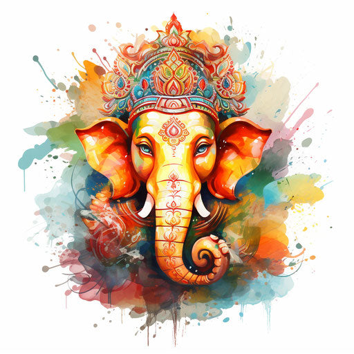 Vinayagar clipart in the style of Impressionistic Art, on a white background