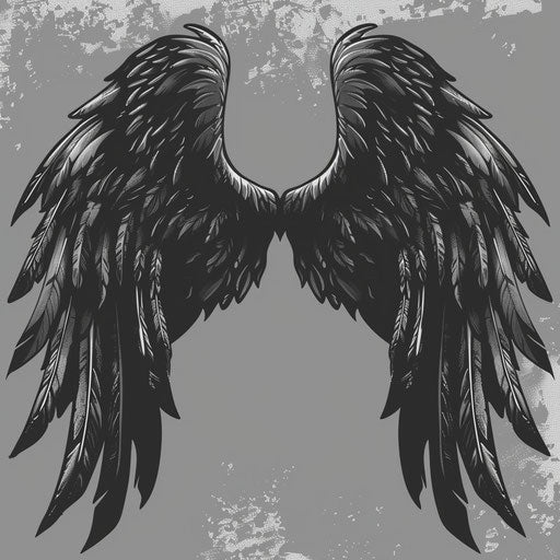 Clipart illustration with detailed wings on random background