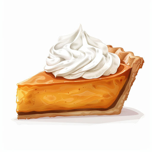 Pumpkin pie clipart in photo realistic style on flat white background