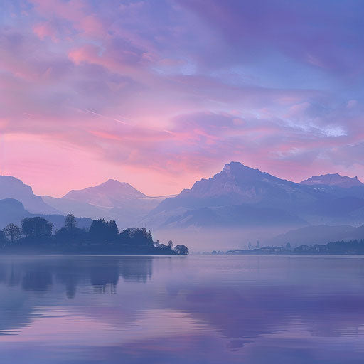 Peaceful sunrise over Mount Rigi