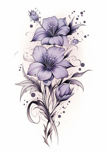 Flower tattoo with words, graphite sketches style