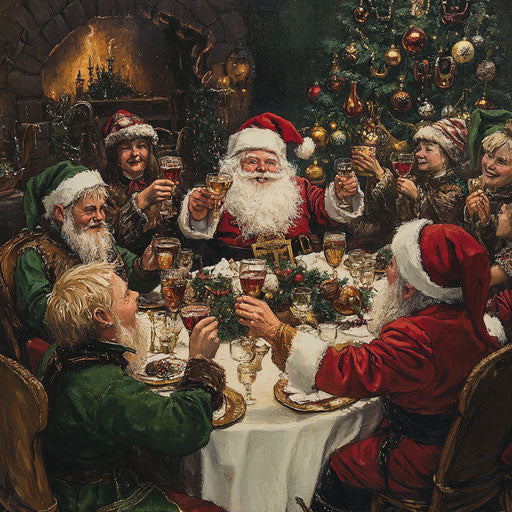 Grand Christmas banquet with Santa and elves