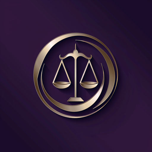 Luxury lawyer logo with metallic finish on deep purple background