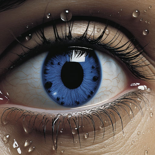 Silver tear in a woman's eye