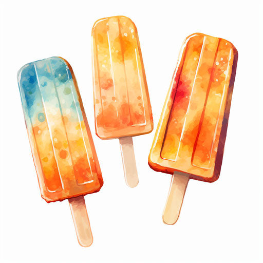Popsicle clipart in the style of Impressionistic Art, on a white background