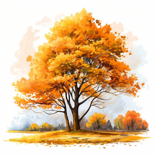 Autumn clipart in the style of Oil painting, on a white background