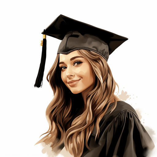 2024 Graduation clipart in the style of Chiaroscuro Art, on a white background