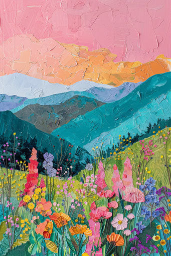 Prismatic hyper-colored nature scene in the Blue Ridge Mountains