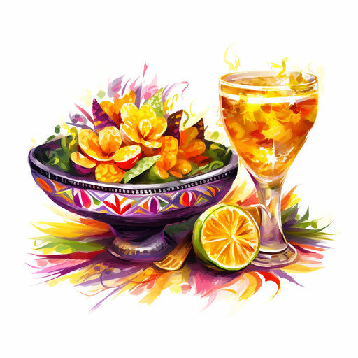 Cinco de Mayo illustration in the style of Oil painting, on white background