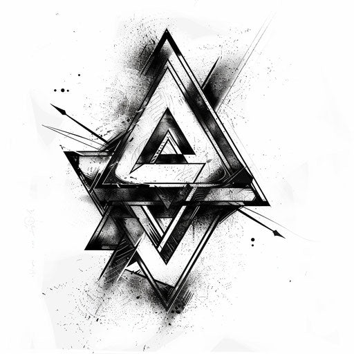 Double triangle tattoo with overlapping designs