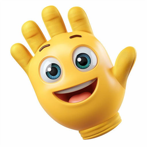 Friendly greeting with smiling open hand