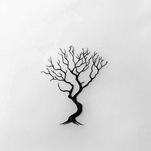 Minimalist tree tattoo sketch on white background