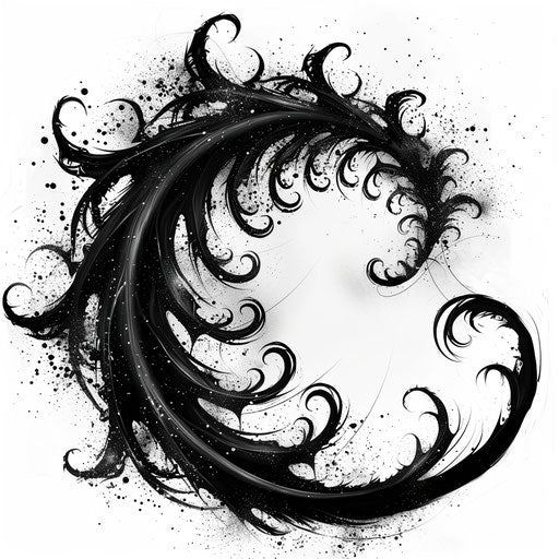 Cursed mark, swirling dark chaos pattern on pure white backdrop