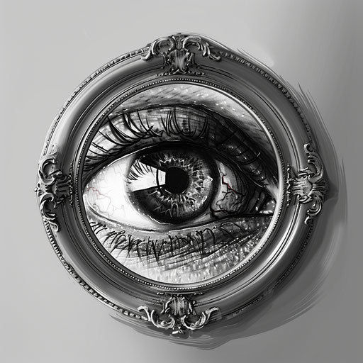 Self-reflection shown in reflective tattoo sketch of eyeball