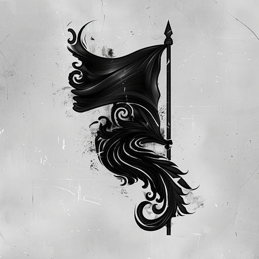 Black flag with elegant swirls