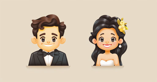 Wedding couples with famous figure emojis