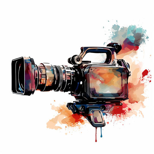 Impressionistic video camera clipart on white background