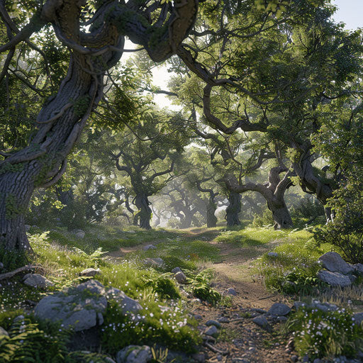 Hidden grove surrounded by ancient oaks